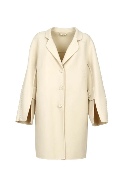 Ermanno Scervino Embroidered Cloth Coat In Neutrals