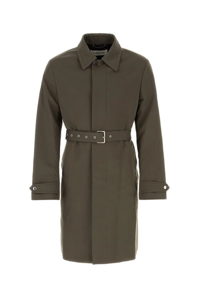 Lanvin Belted Trench Coat In Sharkgrey