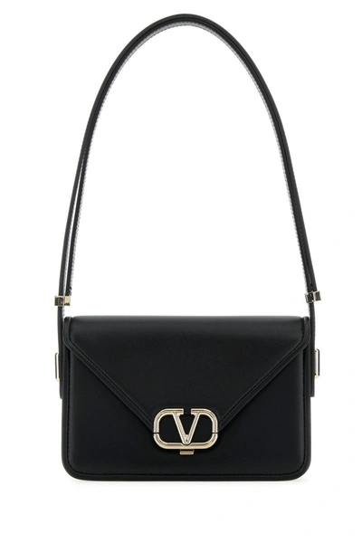 Valentino Garavani Black Leather V Logo Crossbody Bag