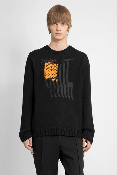 Alyx 1017  9sm Mens Black Branded Abstract-print Cotton Knitted Jumper