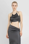 Atlein Sleeveless Ruched-detail Crop Top In Grey