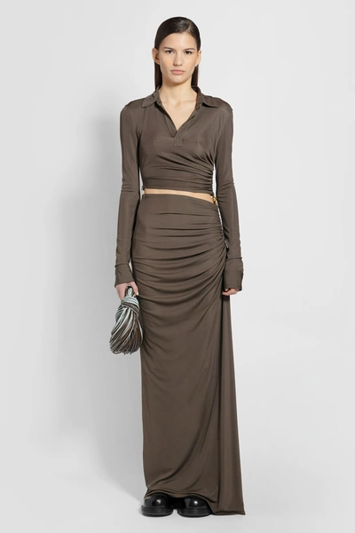 Bottega Veneta Light Viscose Jersey Long Dress In Brown
