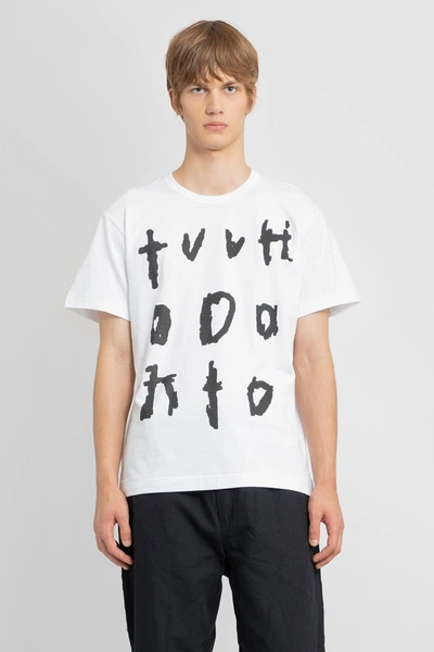 Comme Des Garçons Homme Deux Text-print Cotton T-shirt In White