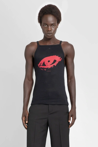 Courrèges Logo-print Cotton Tank Top In Black