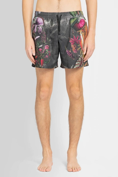 Dries Van Noten Gray Printed Swim Shorts In Grey