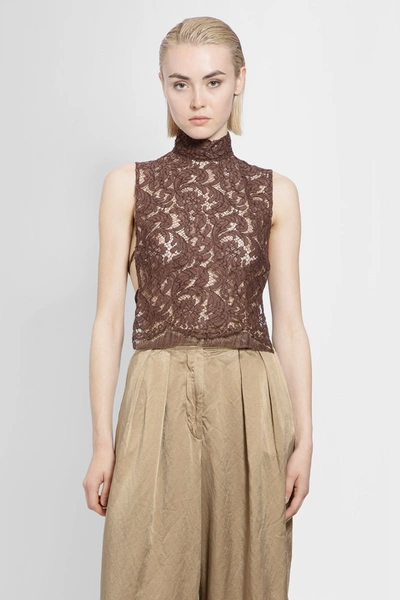 Dries Van Noten Brown Semi-sheer Tank Top