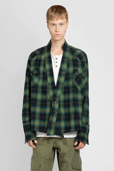 Greg Lauren Green Plaid Cardigan