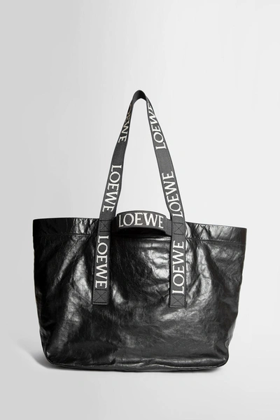Loewe Banded Handle Fold Tote Bag In Black
