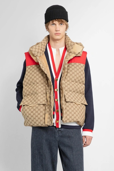 Gucci Man Multicolor Waistcoats In Brown