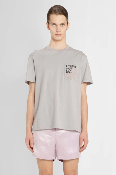 Loewe Logo-embroidered Cotton-jersey T-shirt In Grey