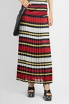 Gucci Midi Multicolor Pleated Striped Skirt In Lurex Woman In Multicolor
