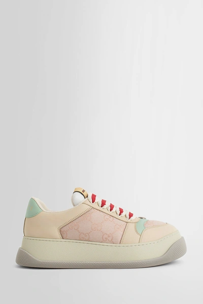 Gucci Screener Gg Leather-trimmed Canvas Sneakers In Pink
