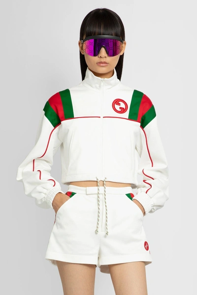Gucci Jersey Zip Jacket With Web Stripe In White