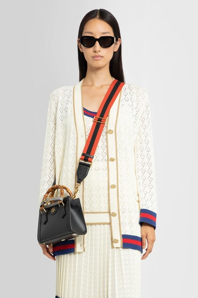 Gucci Web Stripe Knitted Cotton Cardigan In White