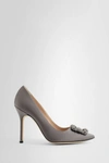 Manolo Blahnik Hangisi 90 Embellished Glittered Satin Pumps In Grey