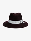 MAISON MICHEL Burgundy Wool Henrietta Fedora Hat