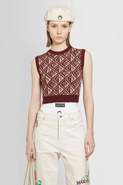 Marine Serre Moon Diamant Knitted Top In Brown