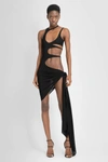 Mugler Asymmetric Cutout Crêpe Beach Dress In Black