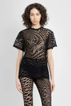 Mugler Star Flocked Mesh T-shirt In Black