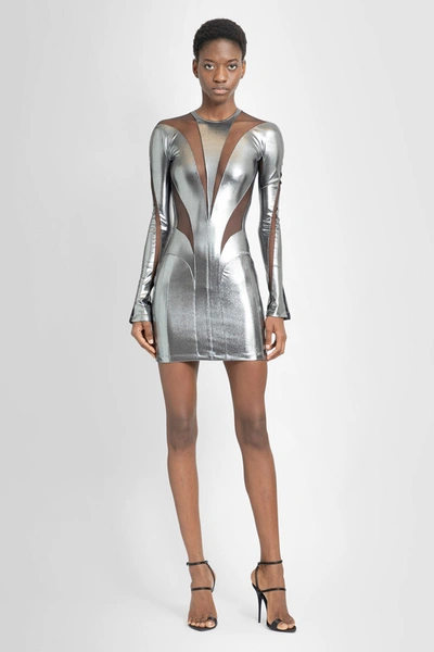 Mugler Body Shaping Illusion Dress Woman Silver