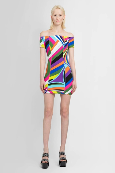 Pucci Off-the-shoulder Printed Stretch-jersey Mini Dress In Multicolor