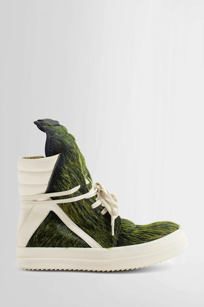 RICK OWENS GREEN GEOBASKET SNEAKERS 