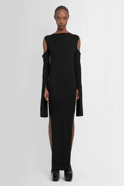 Rick Owens Cape-sleeve Knit Dress In Black