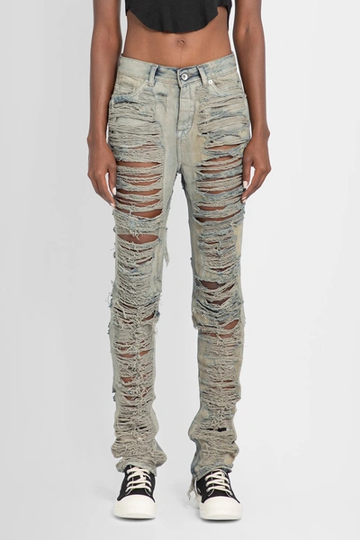 Rick Owens Woman Grey Jeans In Blue