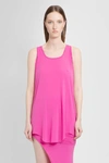 Rick Owens Ribbed-knit Asymmetric Wool Tank Top In Pink
