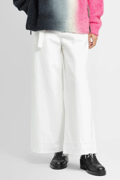 Sacai High-waisted Belted Flared Jeans In White