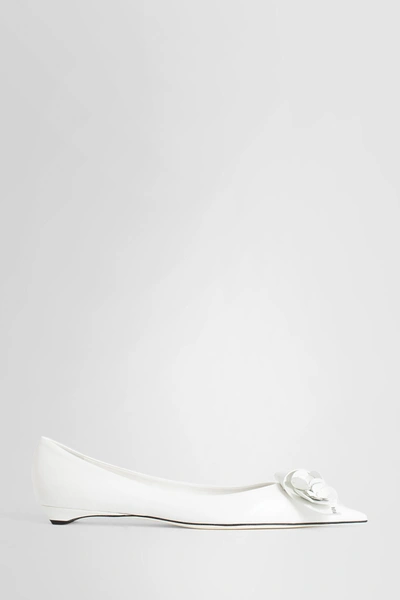 Prada Bouquet Leather Ballerina Flats In White