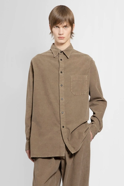 The Row Man Beige Shirts In Brown