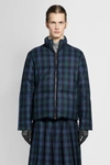 Thom Browne Wool Blend Check Reversible Puffer Jacket In Blue