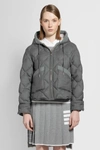Thom Browne Wool Twill Patch Hooded Pocket Downfilled Down Jacket In Grey