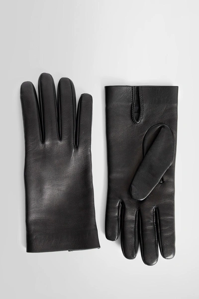 Saint Laurent Slit Short Gloves In Leather In Black