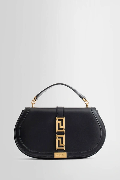 Versace Greca Goddess Shoulder Bag In Black/gold