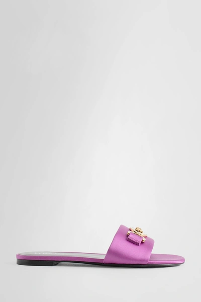 Versace Gianni Ribbon Mules In Purple