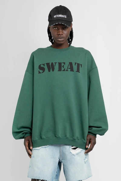 Vetements Man Green Sweatshirts