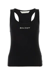 Palm Angels Stretch Ribbed Cotton Tank With Cut-out Detailing In Blackoff