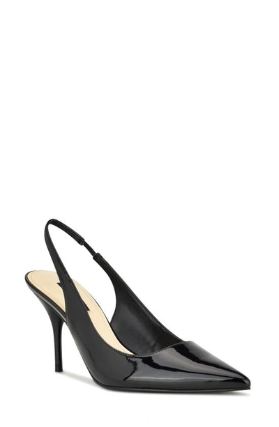 Nine West Feather Slingback Pump In Black Patent