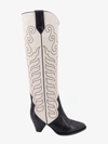 Isabel Marant Liela Leather And Suede Cowboy Boots In Beige