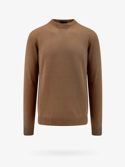Roberto Collina Mens Brown Wool Sweater