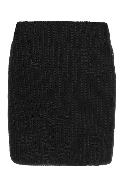 Jw Anderson Distressed Knitted Mini Skirt In Black