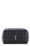 SAINT LAURENT SMALL CASSANDRE QUILTED LEATHER COSMETIC POUCH