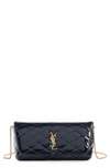 SAINT LAURENT GABY QUILTED PATENT LEATHER CROSSBODY PHONE POUCH