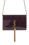 Saint Laurent Kate Small Tassel Ysl Wallet On Chain In Patent Leather In Dark Red Wine