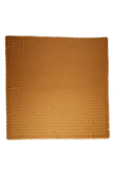 Saint Laurent Grand Carré Silk And Wool-blend Jacquard Scarf In Golden Brown