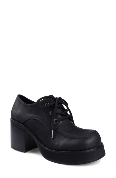 Ziginy Funk Platform Derby In Black Leather