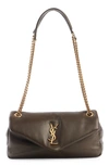 Saint Laurent Calypso Small Ysl Shoulder Bag In Smooth Padded Leather In Brown