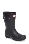 Hunter Original Short Adjustable Back Gloss Waterproof Rain Boot In Dark Slate